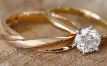 Two wedding rings on a table