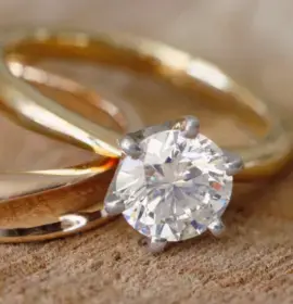 Two wedding rings on a table
