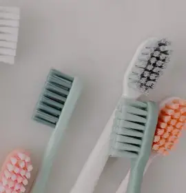 Tooth brushes on a white background.