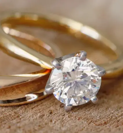 Two wedding rings on a table