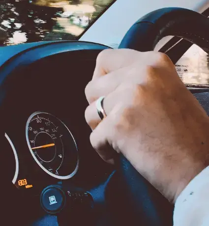 Person driving car
