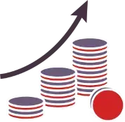 Money below an upward arrow